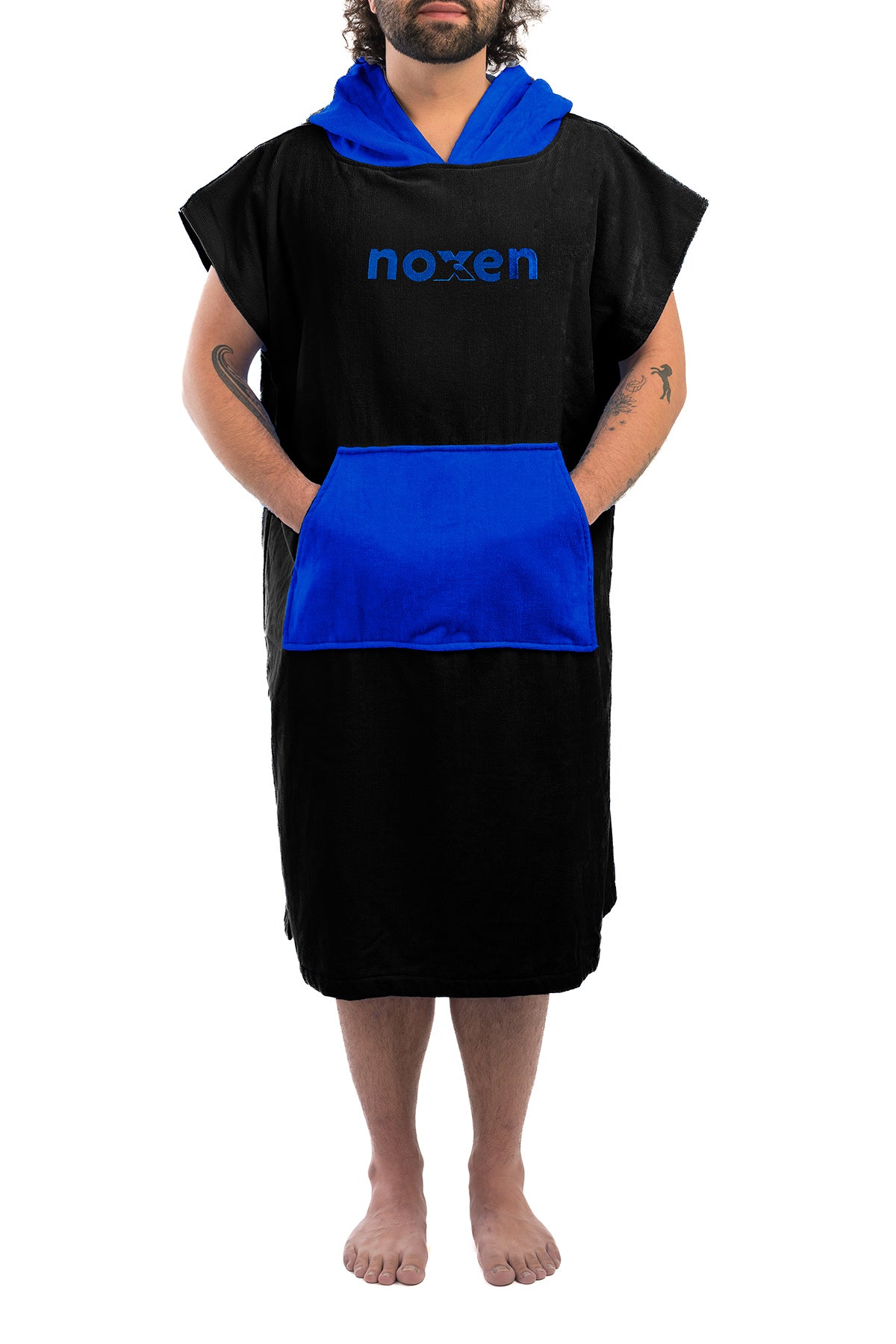 Adult Hooded Towel | Standard | Black & Royal Blue